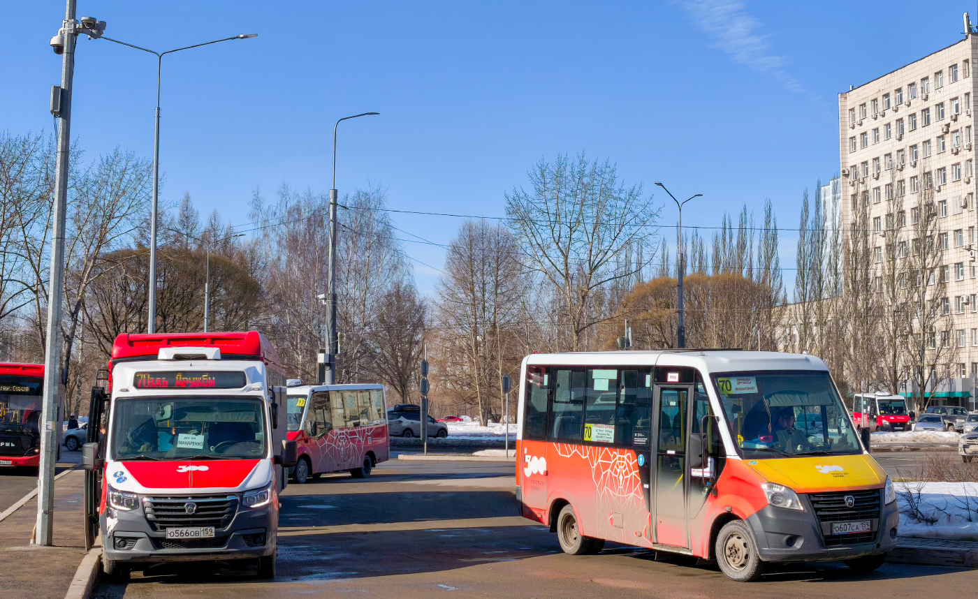 ГАЗ-A68R52 City  № О 566 ОВ 159; ГАЗ-A64R45 Next  № О 607 СА 159