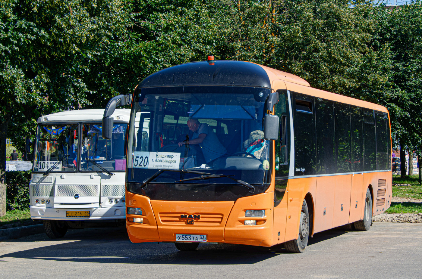 ПАЗ-4234-05 № ЕЕ 216 33; MAN R12 Lion's Regio ÜL314 № Х 553 ТА 33