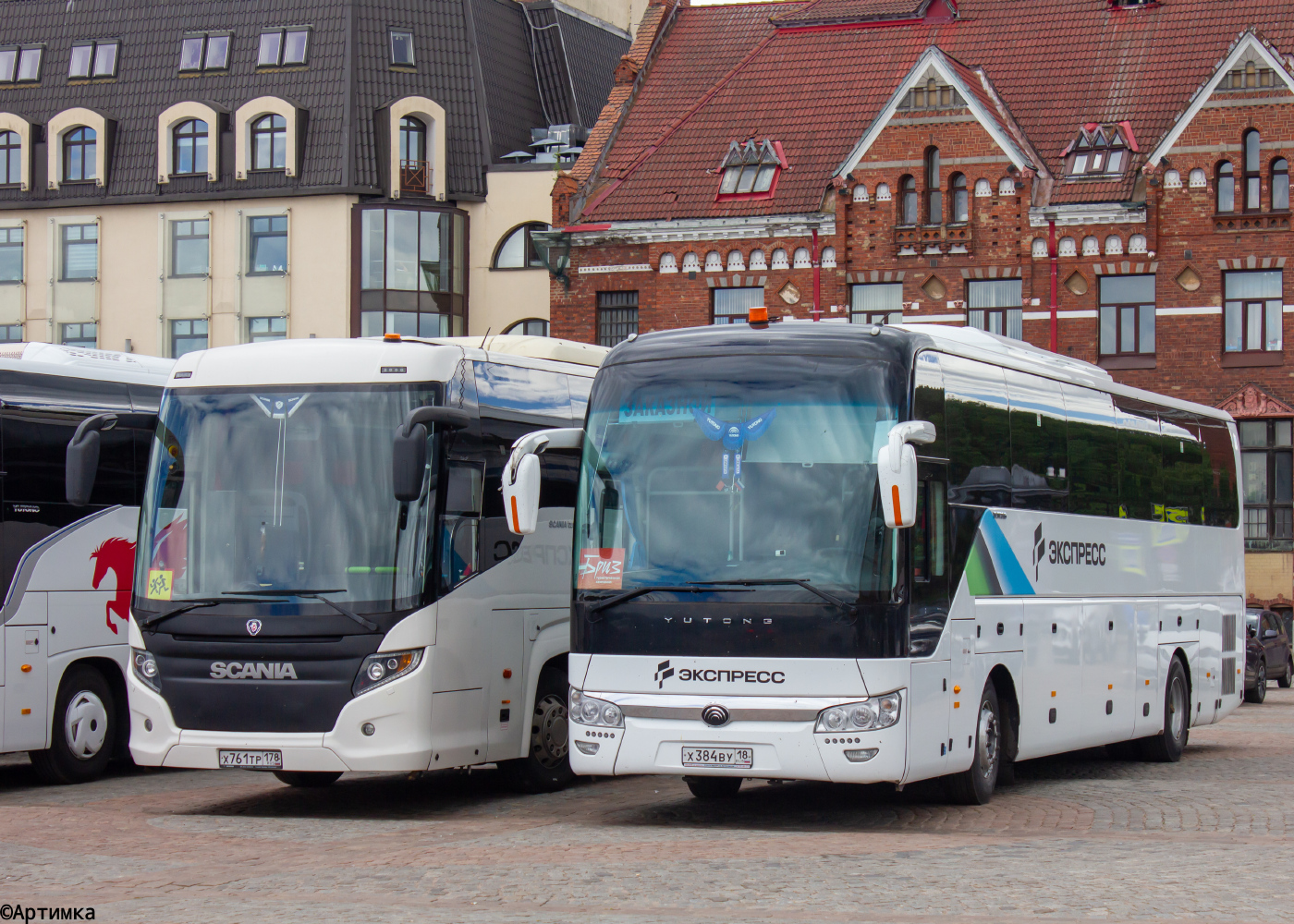 Scania touring HD 12.0 № Х 761 ТР 198; Yutong ZK6122H9 № Х 384 ВУ 18