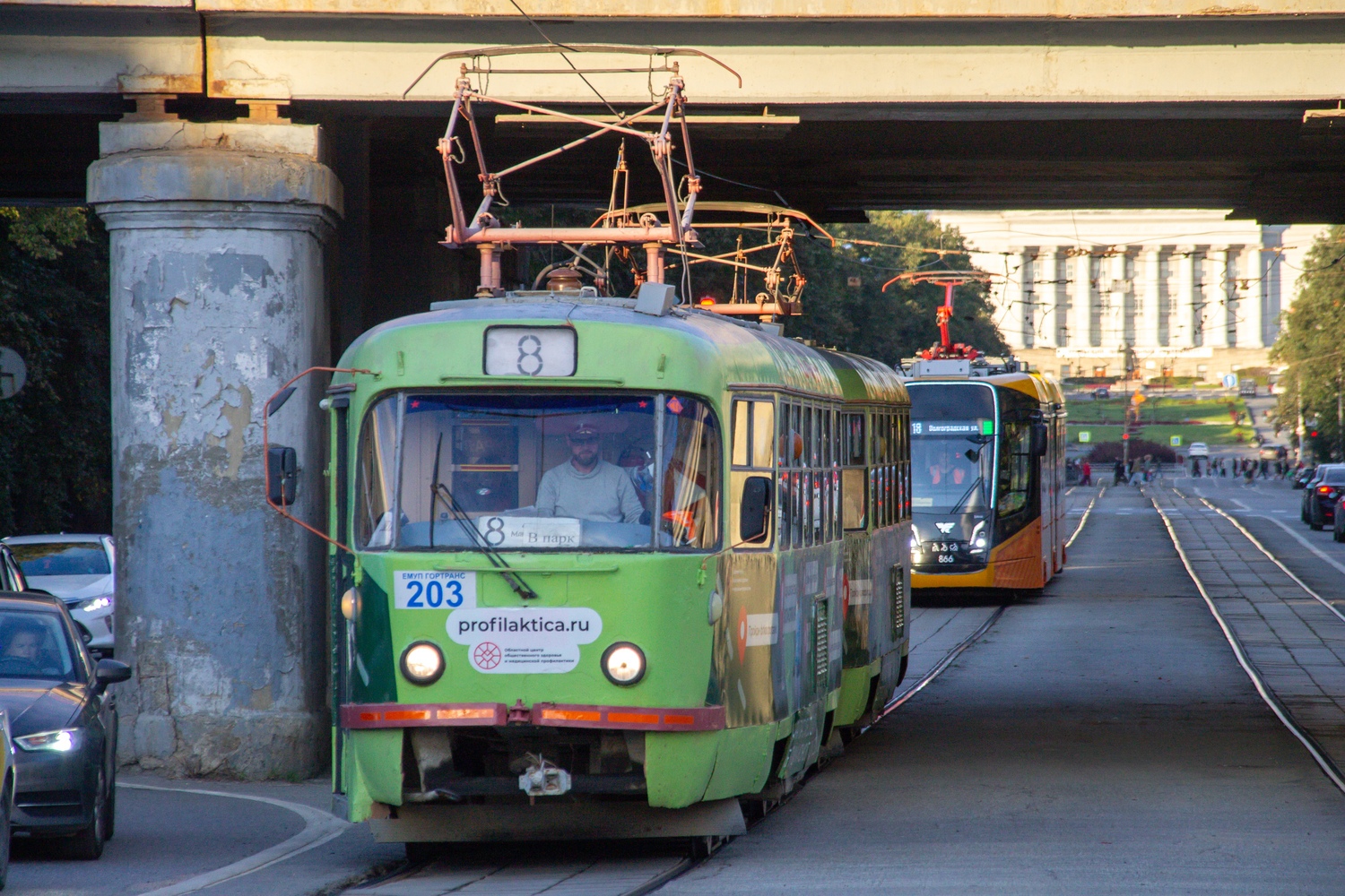 Tatra T3SU № 203-204; 71-639 «Кастор» № 866